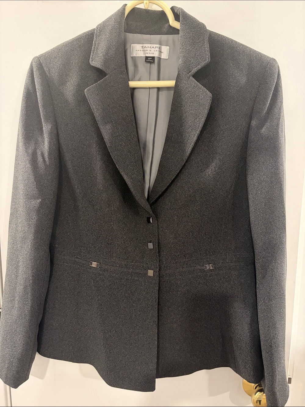 Tahari Dark Gray Women's Single-Breasted Blazer